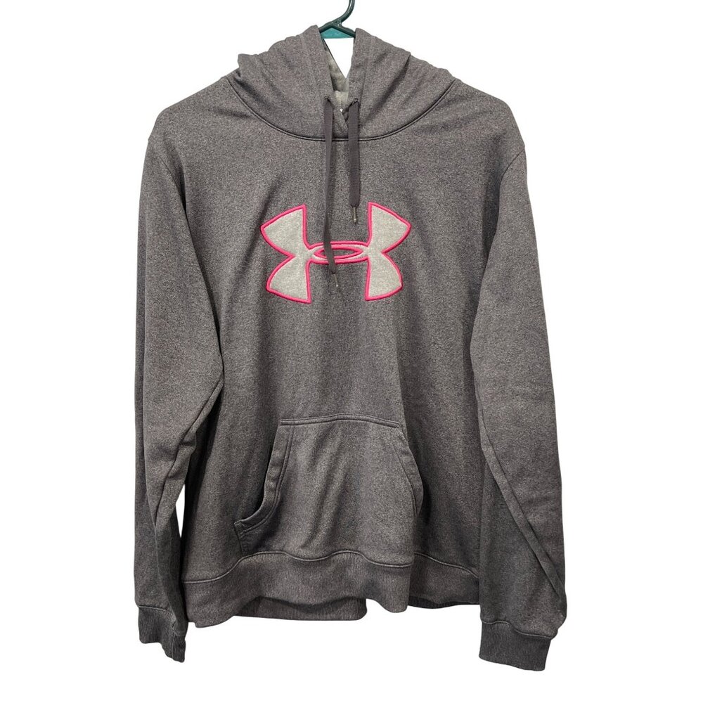 Under Armour Pullover Hoodie Sweatshirt Womens XL Gray Pink Outdoor Athleisure